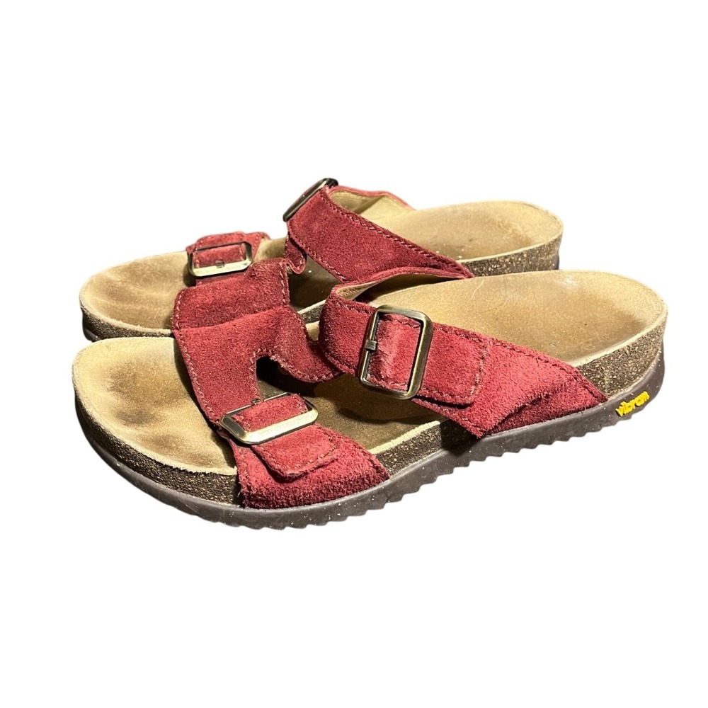 Dansko Dayna Sandals Red Cinnabar Suede Leather Slip On Comfort Womens 39